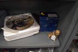 A Border Fine Arts figure study of a Border Terrier with box and similar plate