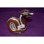 A Royal Crown Derby paperweight Dragon with gold stopper