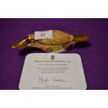 A Royal Crown Derby paperweight Duck Billed Platypus with gold stopper and certificate