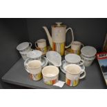 A partial tea service by Price Kensington in a 60's design and similar pressed glass tea cups