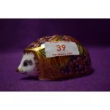 A Royal Crown Derby paperweight Orchard Hedgehog with gold stopper