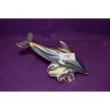 A Royal Crown Derby paperweights Striped Dolphin, with gold stoppers