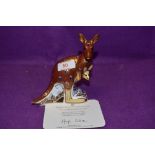 A Royal Crown Derby paperweight Kangaroo with gold stopper and certificate