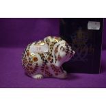 A Royal Crown Derby paperweight Russian Bear boxed with a Gold stopper