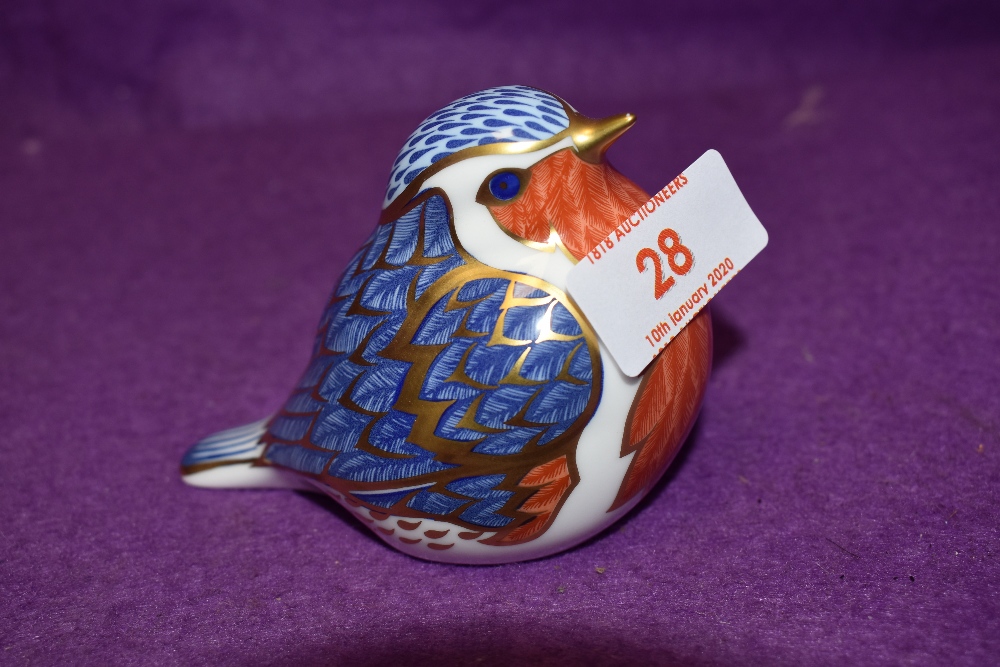 A Royal Crown Derby paperweight Robin with gold stopper