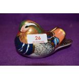 A Royal Crown Derby paperweight Mandarin Duck with gold stopper