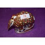 A Royal Crown Derby paperweight Armadillo with gold stopper