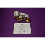 A Royal Crown Derby paperweight Harbour Seal with a Gold stopper and certificate