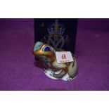 A Royal Crown Derby paperweight Fountain Frog, boxed with a gold stopper