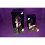 Two Royal Crown Derby paperweights. Mother Fox and Fox Cub, both boxed and with gold stoppers