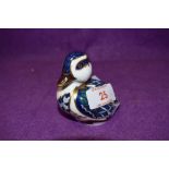 A Royal Crown Derby paperweight Sitting Duck with gold stopper
