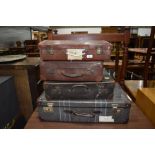 Four vintage cases, including leather