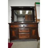 An late19th/early 20th Century dark mahogany mirror back sideboard, width approx. 140cm, later