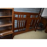 An Edwardian mahogany and inlaid double bed ends (no frame)