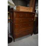 A vintage mahogany chest of two over four drawers, width approx. 104cm