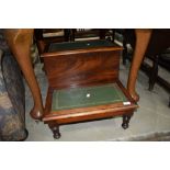 A Victorian mahogany step stool, with box top, possibly later leather work, width approx. 50cm