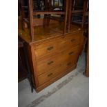 A Victorian chest of three long drawers, width approx. 91cm