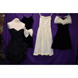Four retro evening dresses,including Gunne Sax in black velvet,mainly 1980s,smaller sizes.