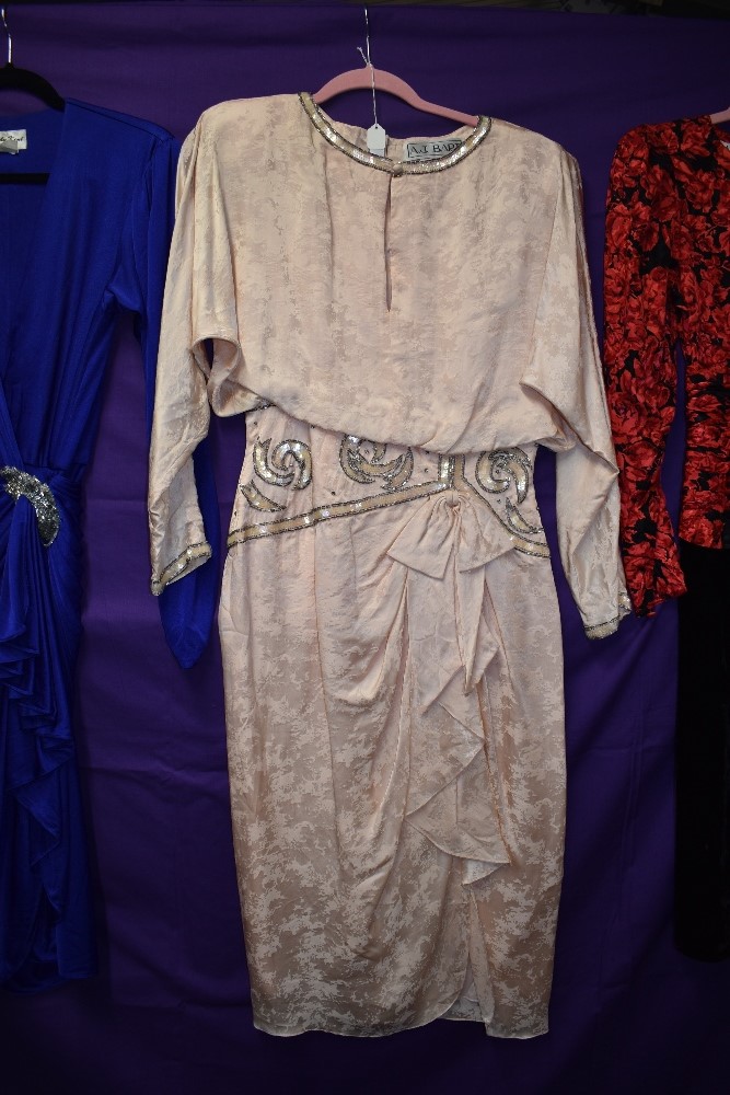 Four vintage 1980s occasion dresses, including silk AJ Bari dress with sequin detailing,Ann Taylor - Image 2 of 5