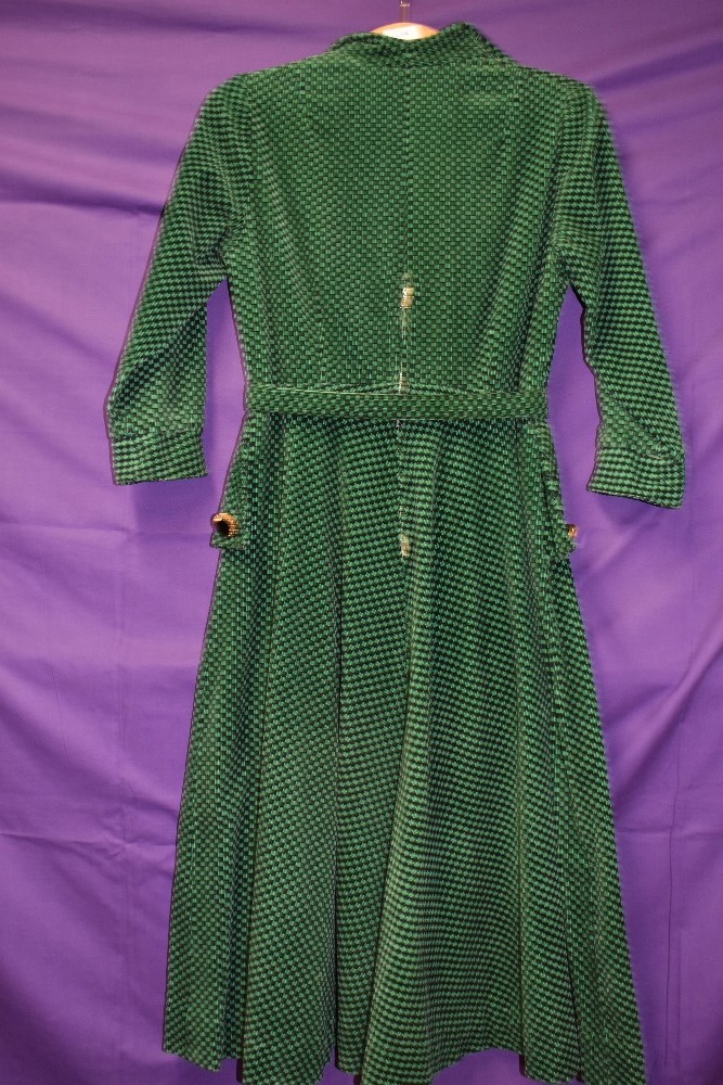 A vintage 1950s Peggy page dress in green and black checked corduroy with belt and contrasting - Image 4 of 5
