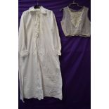 A full length victorian nightdress and tulle blouse with floral lace work,around 20s/30s,also