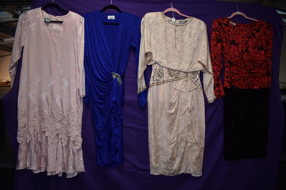 Four vintage 1980s occasion dresses, including silk AJ Bari dress with sequin detailing,Ann Taylor