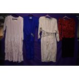 Four vintage 1980s occasion dresses, including silk AJ Bari dress with sequin detailing,Ann Taylor