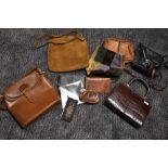 A collection of vintage and retro handbags,purses and similar, including leather and reptile.