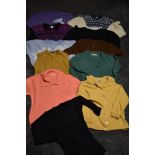 A collection of vintage and retro knit wear, including 1950s/60s ochre cashmere cardigan by Pringle,