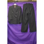 A vintage 1940s gents double breasted grey pinstripe suit, comprising of jacket and fish tail backed