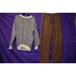 A pair of vintage 1950s gents button fly wool trousers in brown and a retro Laxey woolen mill