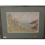 A watercolour, JSC, coastal landscape, indistinctly signed, 24 x 34cm, framed and glazed