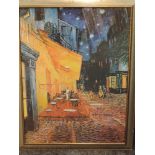 A print, after Van Gogh, Cafe Terrace, Place Du Forum, 79 x 59cm, framed and glazed