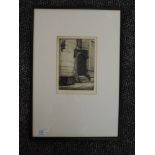 An etching J E Clutterbuck, St Albans Abbey, indistinctly signed, 19 x 13cm, framed and glazed