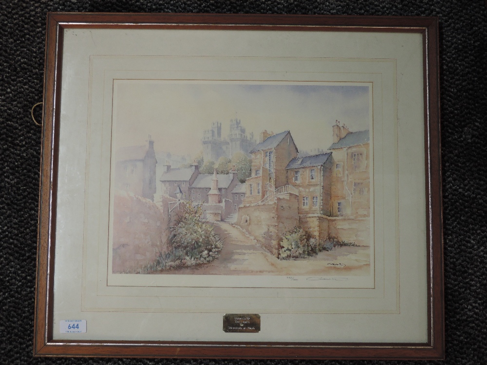 A ltd ed print, after Mario Ottenello, Lancaster townscape, numbered 252/500,signed, 28 x 36cm,