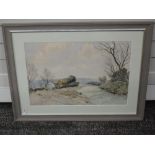 A watercolour, B Eyre Walker, Logs by the Wayside, signed 37 x 55cm, signed and dated 1969, framed
