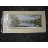 A print, after K Melling, Rydal Water, signed, 20 x 57cm