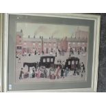 A print, after Helen Bradley, vintage townscape, 45 x 58cm, framed and glazed