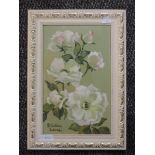 An oil painting on board, Stella Lane, dog roses, signed, 28 x 17cm, framed