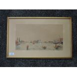 A watercolour, W Holness, Venice, signed and dated 1934, 19 x 35cm, framed and glazed