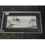 A print, still life, 26 x 62cm, framed and glazed