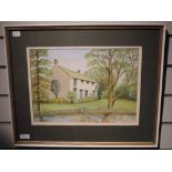 A watercolour, Edward Jackson, country cottage, 26 x 35cm, framed and glazed