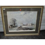 A print after Rowland Hilder, The Road to the Farm,, signed, 40 x 60cm, framed and glazed
