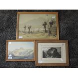 A print, after W Heaton Cooper, Lakeland, 17 x 23cm, framed and glazed, a print, landscape, 25 x