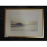 A watercolour, C Pickering, seaside pier, signed 18 x 29cm, framed
