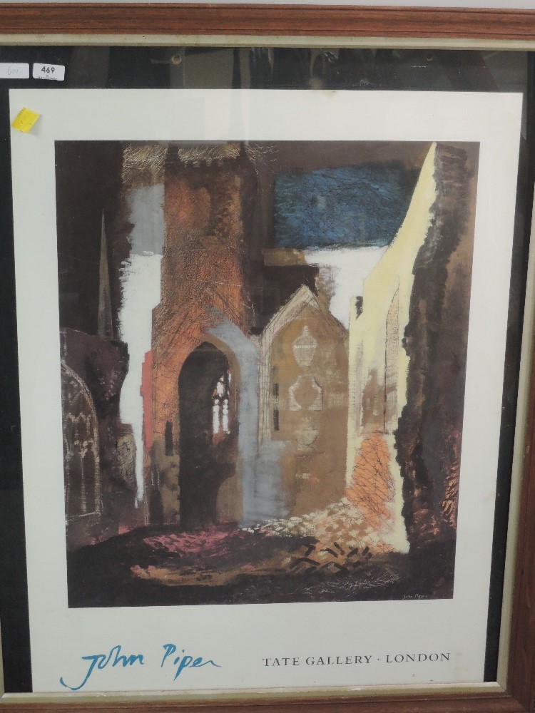 A gallery print, after John Piper, for Tate Gallery, London, 82 x 66cm, framed and glazed