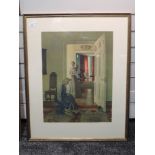A print, after Leonard Campbell Taylor, drawing room, 55 x 42cm, framed and glazed