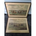 A pair of prints, after Alken, The Start and Coming In, horse racing interest, 20th century