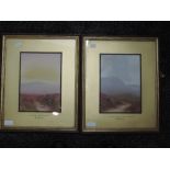 A pair of gouache paintings, Helen Holness, Evening Dartmoor and Across the Moors Dartmoor, signed
