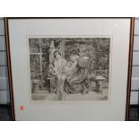 An etching, Edward John Poynter, Midsummer Night's Dream, Helena and Hermia, 1899, 40 x 48cm, framed